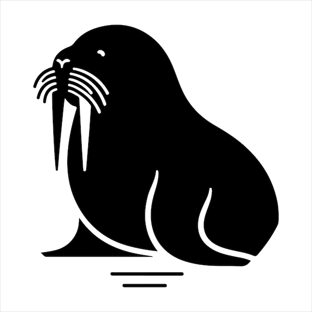 Minimale walrus silhouet vector zwarte en witte kleur op witte achtergrond