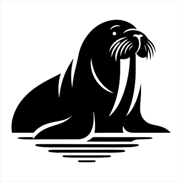 Minimale walrus silhouet vector zwarte en witte kleur op witte achtergrond