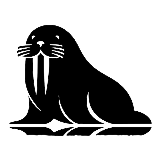 Minimale walrus silhouet vector zwarte en witte kleur op witte achtergrond