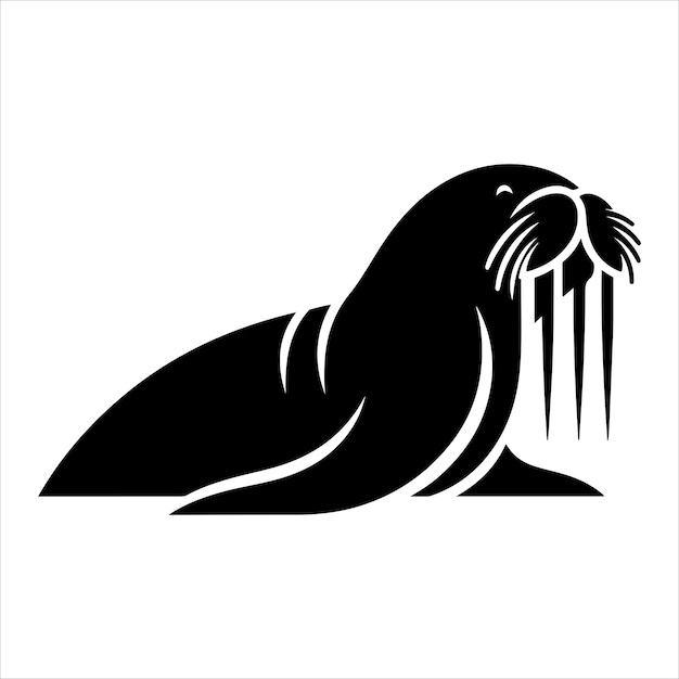 Minimale walrus silhouet vector zwarte en witte kleur op witte achtergrond