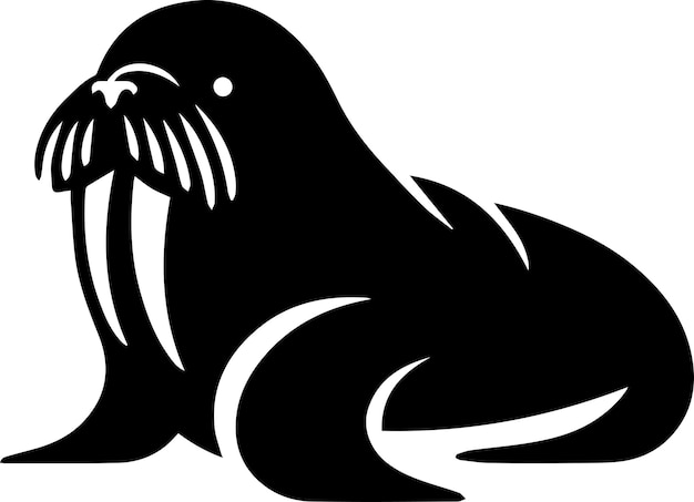minimale walrus vector silhouet zwarte kleur witte achtergrond 11