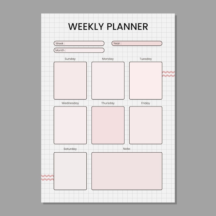 Vector minimale wekelijkse planner sjabloon vector