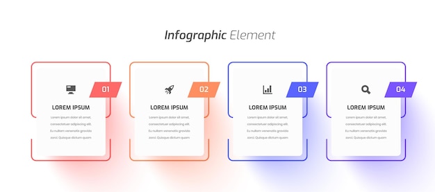 Minimale zakelijke infographic met dunne lijn, rechthoekig labelpictogram en 4 cijfers voor presentatie