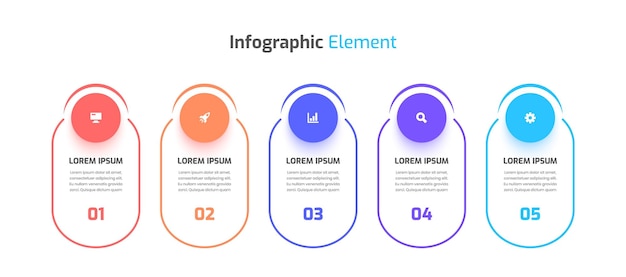 Minimale zakelijke infographic sjabloon dunne lijn met cirkel labelpictogram en 5 nummer voor presentatie