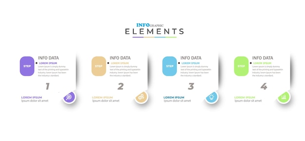 Minimale zakelijke infographic sjabloon met vier stappen