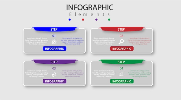 Minimale zakelijke infographics sjabloon met vier stappen