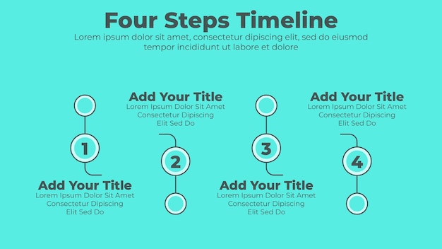 Minimale zakelijke tijdlijn met 4 stappen of opties zakelijke infographic presentatiesjabloon