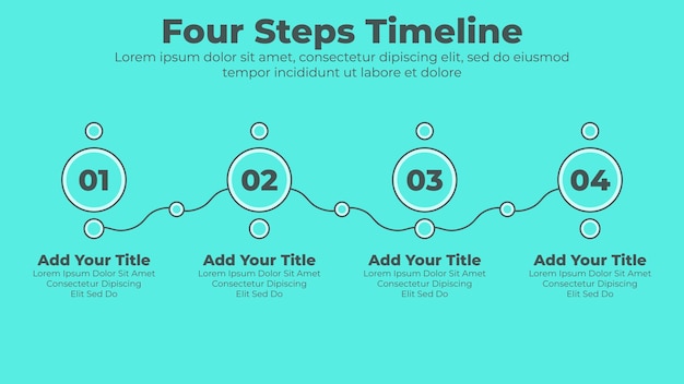 Minimale zakelijke tijdlijn met 4 stappen of opties zakelijke infographic presentatiesjabloon