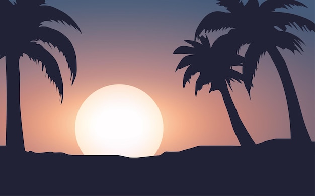 Minimale zonsondergangillustratie met palmsilhouet