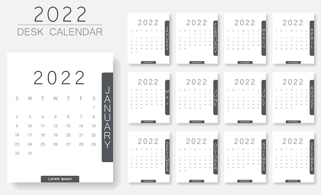 Minimalis bureaukalender 2022