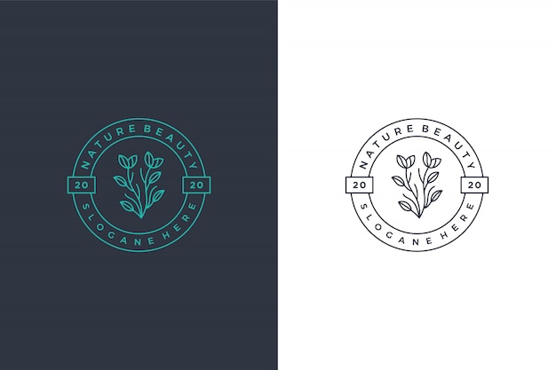 Minimalis foglia verde icona logo design