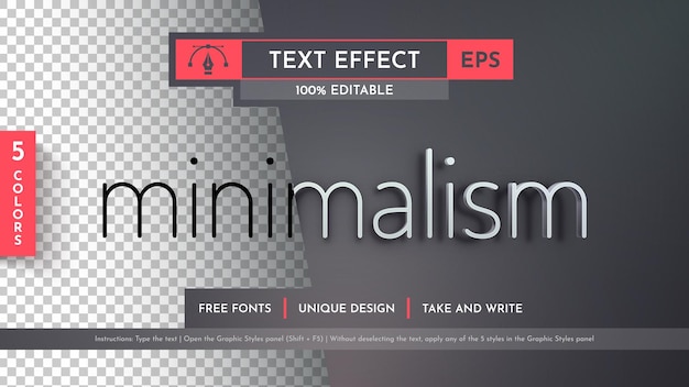 Vector minimalism editable text effects graphic styles