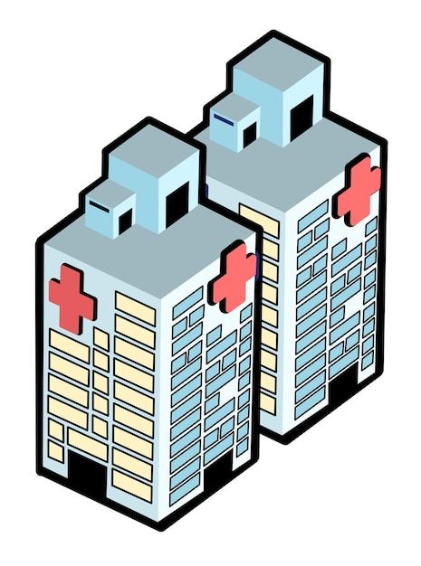 Vector minimalism hospital isometric design