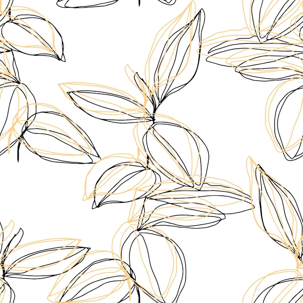 Minimalism line art foliage vector seamless pattern