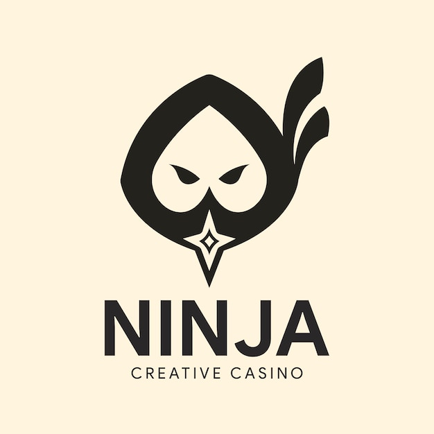 Vettore design del logo del poker ninja minimalismo