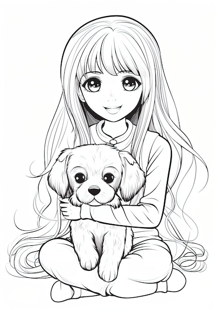 Short Hair Anime Girl Coloring Page Graphic by Design Point