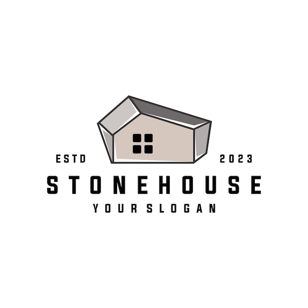 Vector minimalism stone house logo template