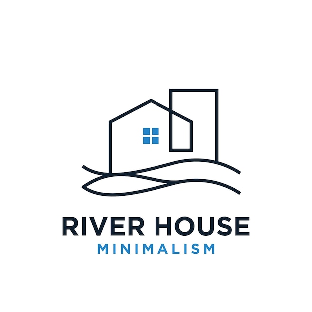 Minimalism water house vector logo design