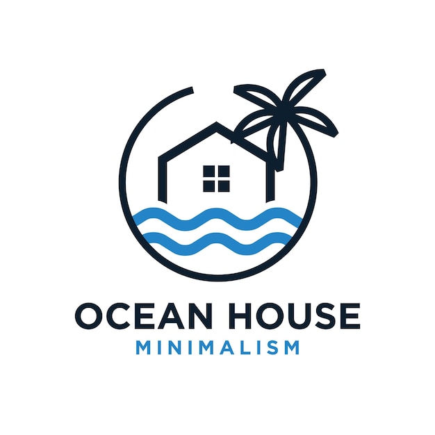 Minimalism water house vector logo