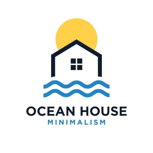 Minimalism water house vector logo