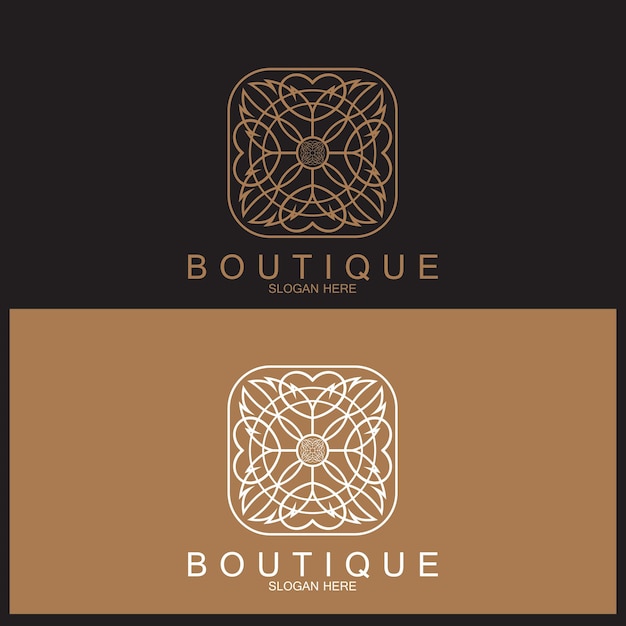 Minimalist abstract boutique line art style logo and vector template