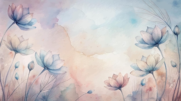 Minimalist anemones flower watercolor background