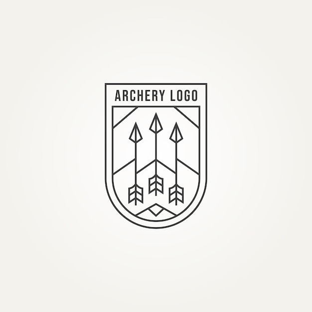 Minimalist archery line art emblem logo template vector illustration design