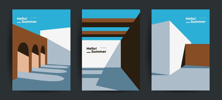 Vector 미니멀리스트 아키텍처 포스터 시리즈 터 일러스트레이션