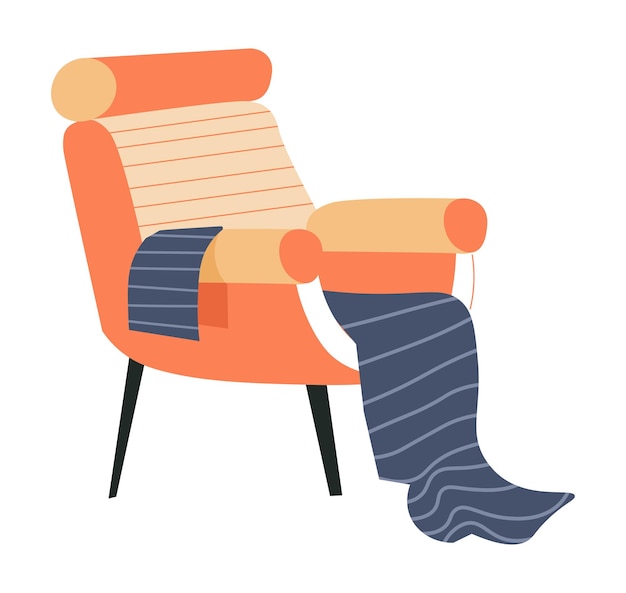 Vector minimalist armchair with blanket retro style