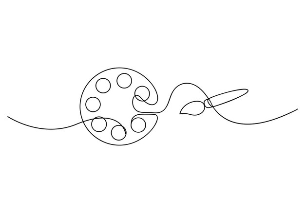 ミニマリストのアートパレットとブレッシュの連続線画