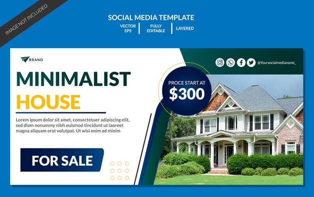 Vector minimalist banner design template for business agent house