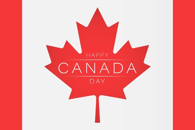 Vector minimalist banner for happy canada day red maple leaf on white gradient background