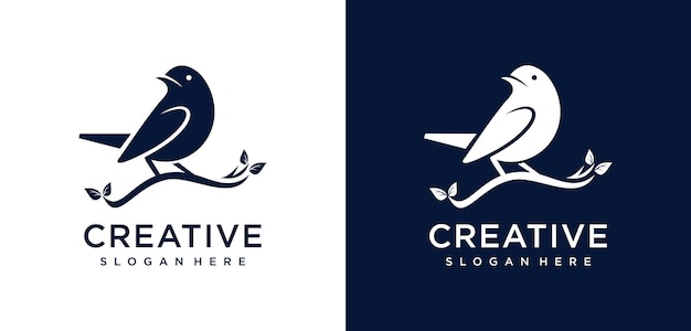 Minimalist bird design logo template