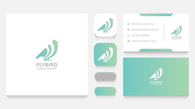 Minimalist bird logo template and business card