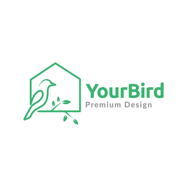 Minimalist bird with cage and leaf logo design vector graphic symbol icon illustration creative idea