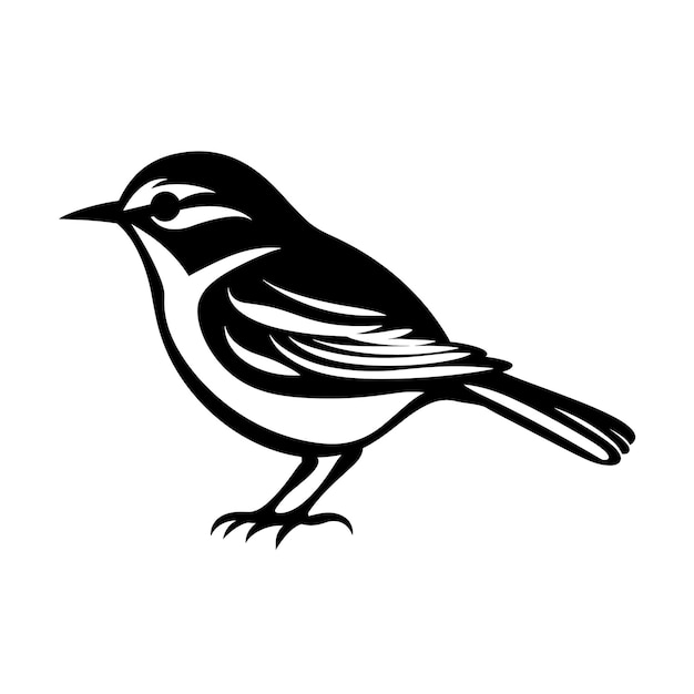 Вектор minimalist black and white cute bird left side view vector logo design on white background