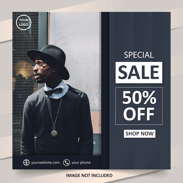 minimalist black fashion sale template for social media