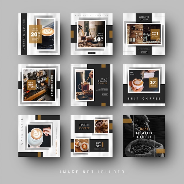 Minimalist Black Social Media Instagram Feed Post Banner Coffee Shop Template