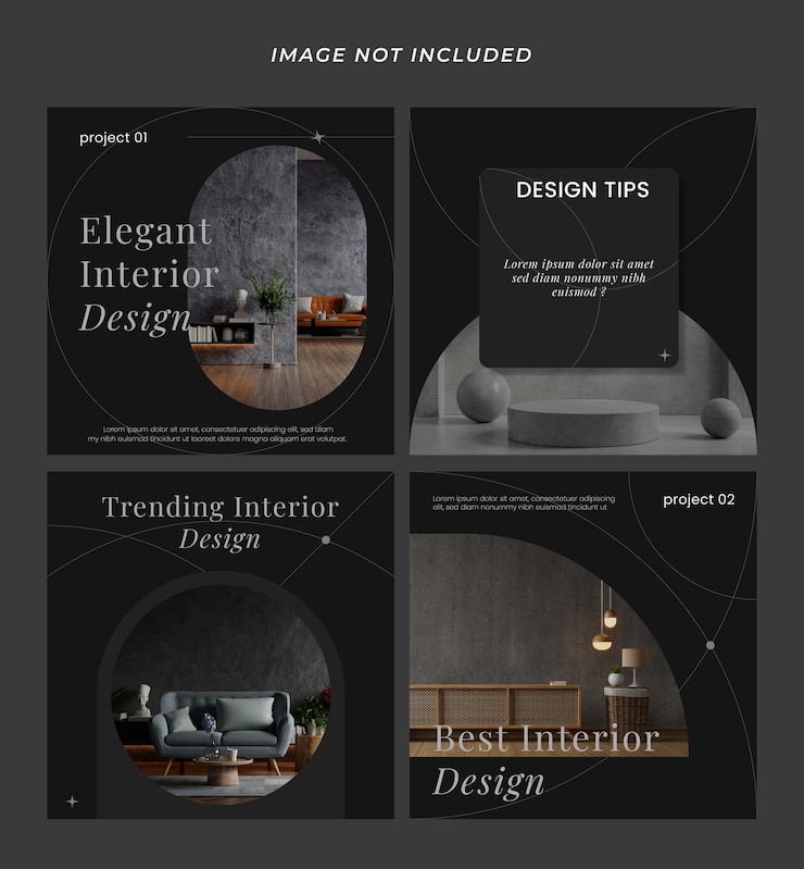 Vector minimalist black social media post interior sale