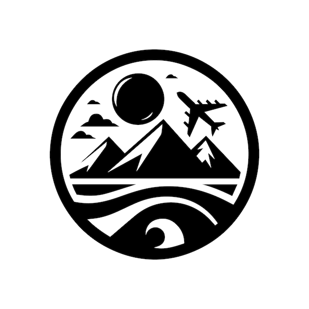 minimalist black and white Travel agency logo