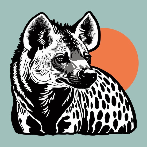 Minimalist black and white wild hyena design