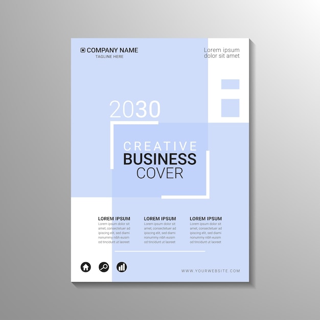 Modello di progettazione di copertina business creativo blu minimalista