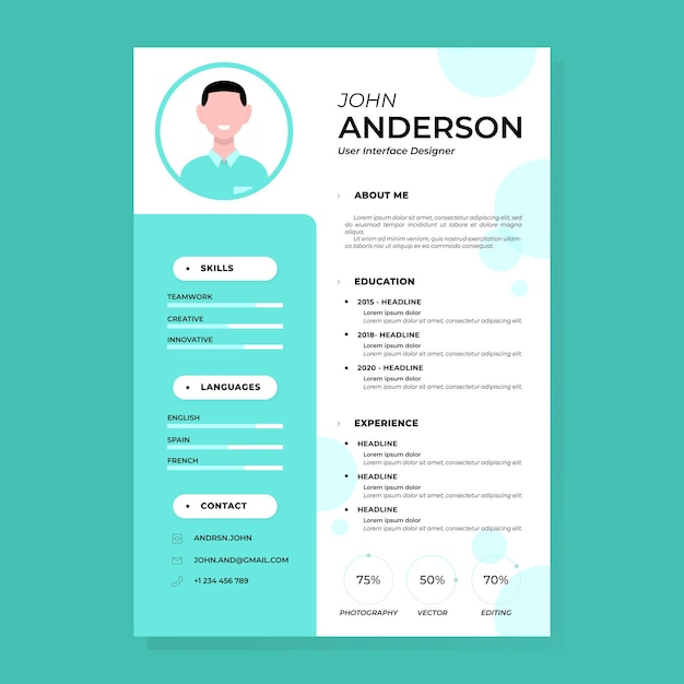 Minimalist Blue Flat Design CV