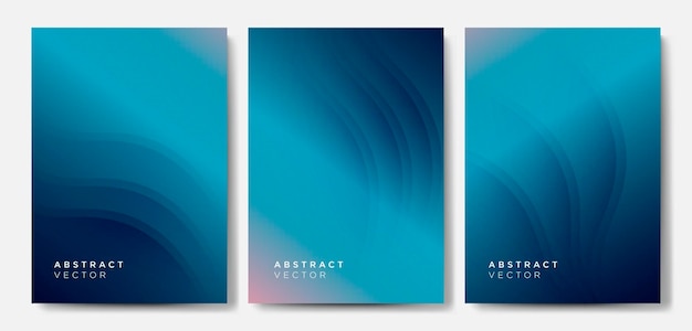 Minimalist blue gradient cover backgrounds vector set