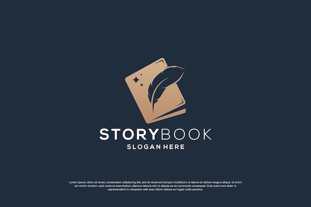 Vector minimalist book logo design with golden color