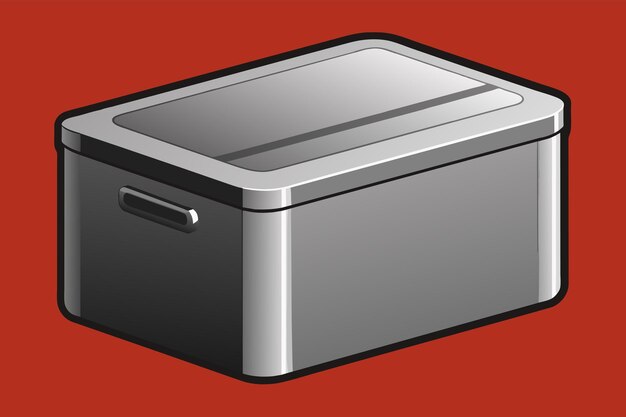 Vector minimalist breadbox made of sleek brushed aluminum