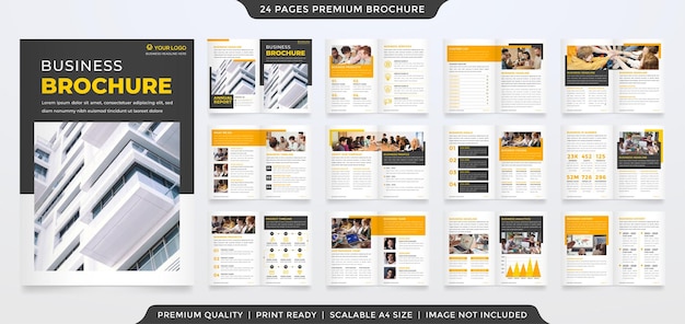 Modello di opuscolo minimalista con concetto moderno e layout minimalista utilizzato per il profilo aziendale e
