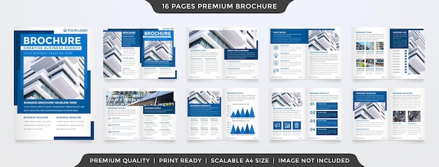 企業の年次報告書に使用するモダンなスタイルのシンプルなパンフレット テンプレート