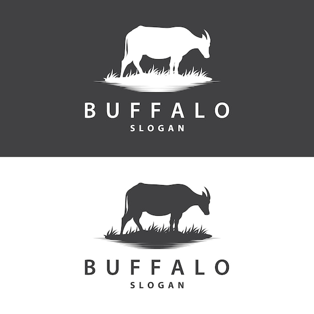 Simbolo dell'illustrazione del modello minimalista del logo buffalo