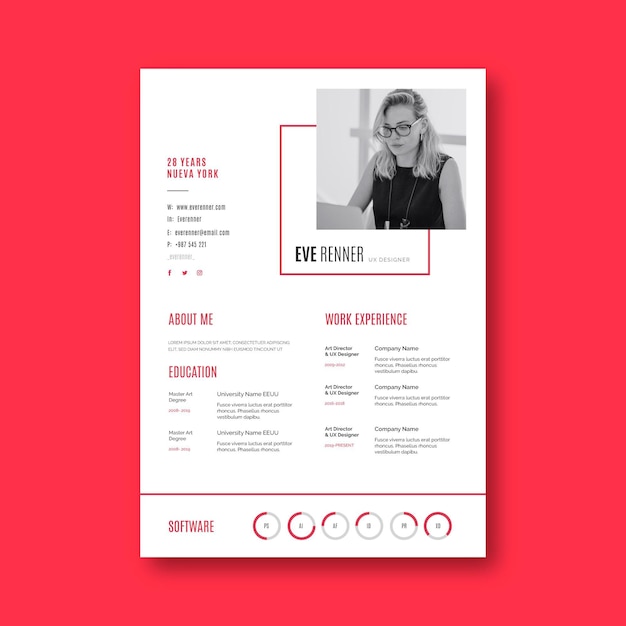 Minimalist business cv template and avatar